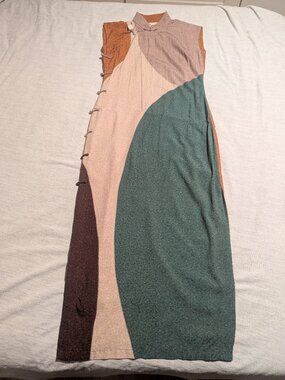 Mandarin style dress with abstract design